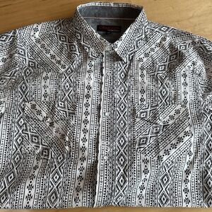 Crimson Pearl Snap Shirt Western By Coastal Black And White Snap Pockets Collar